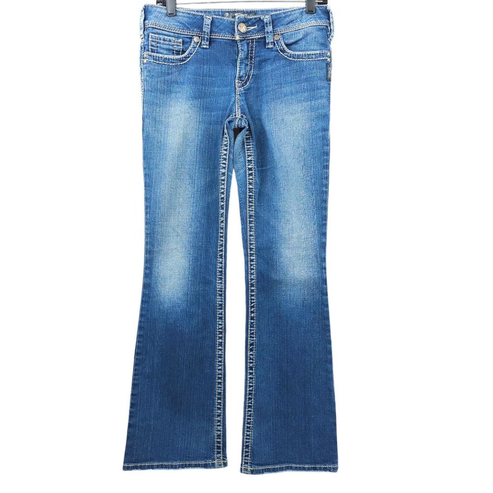 Silver Suki Jeans Boot Cut Leg Women Size 28 Stretch Mid Rise Med Wash Denim
